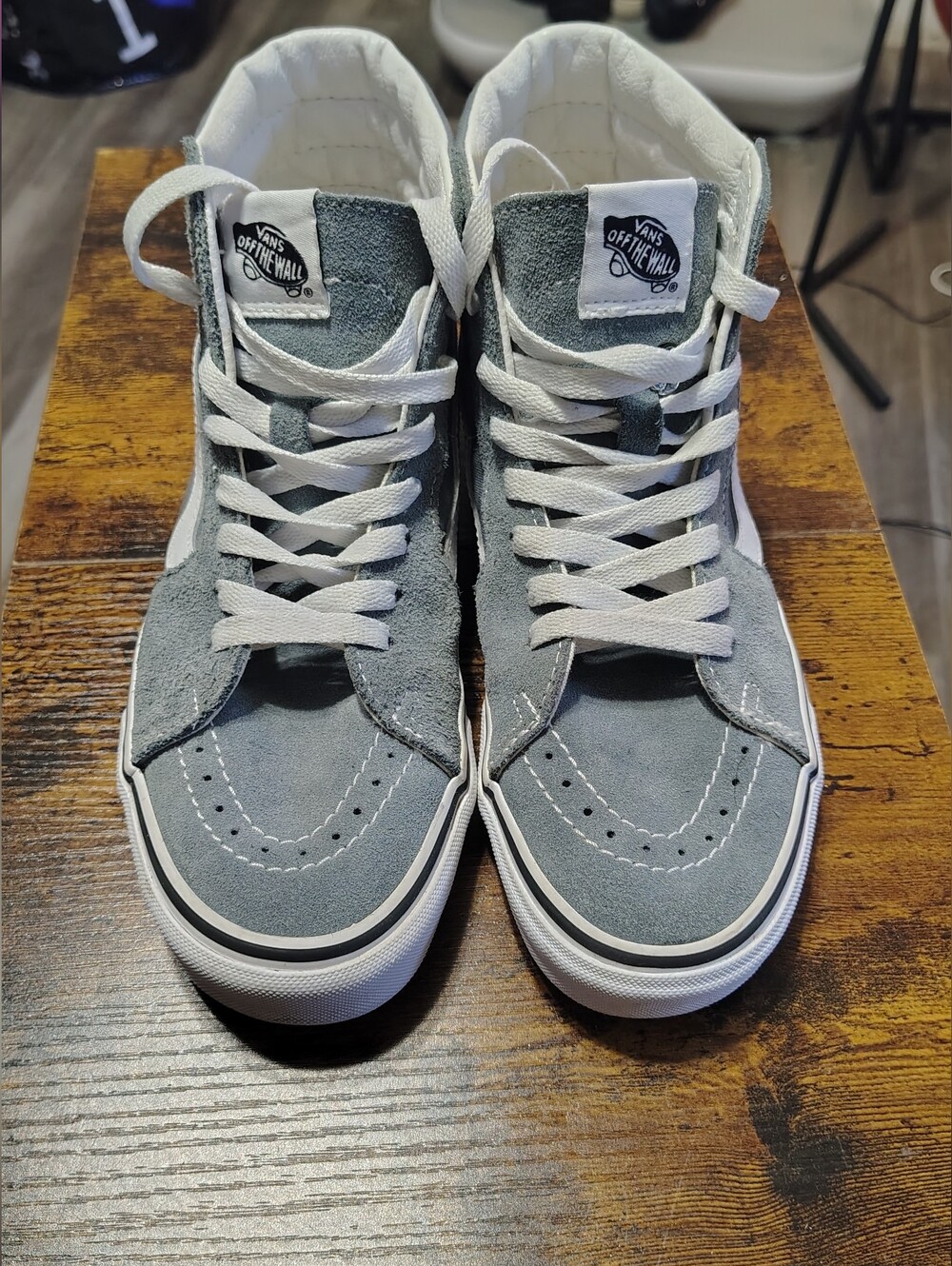 Vans Gray Suede High-Top Sneakers with White Laces